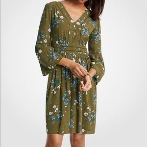 Floral Cutout Flare Sleeve Dress